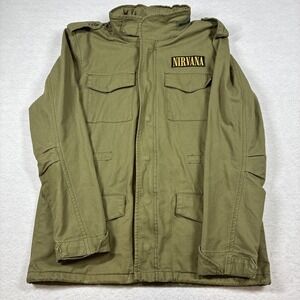 Nirvana Nevermind 30th Anniversary Jacket Green Military Grunge Mens Medium
